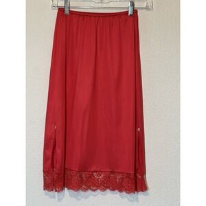 Vintage Red Nylon Half Slip Skirt Lace Trim JC‎ Penney Size S 21 X 24.5  USA